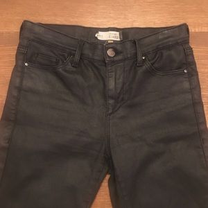 Topshop Waxed Denim Coated Leigh Skinny Black 26